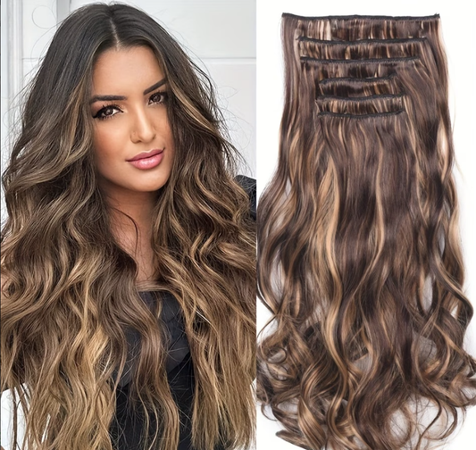 6pcs Heat Resistant 56cm Body Wave Clip-In Hair Extensions